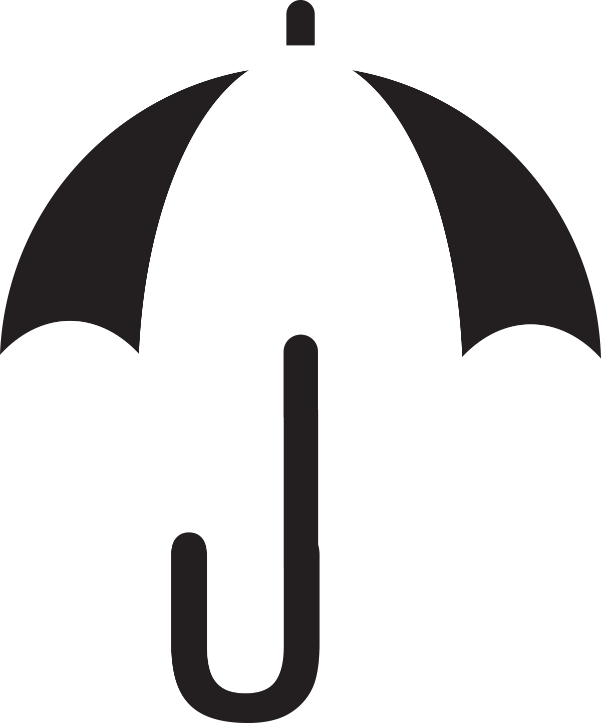 מטריה בשחור לבן עם ידית בצורת U