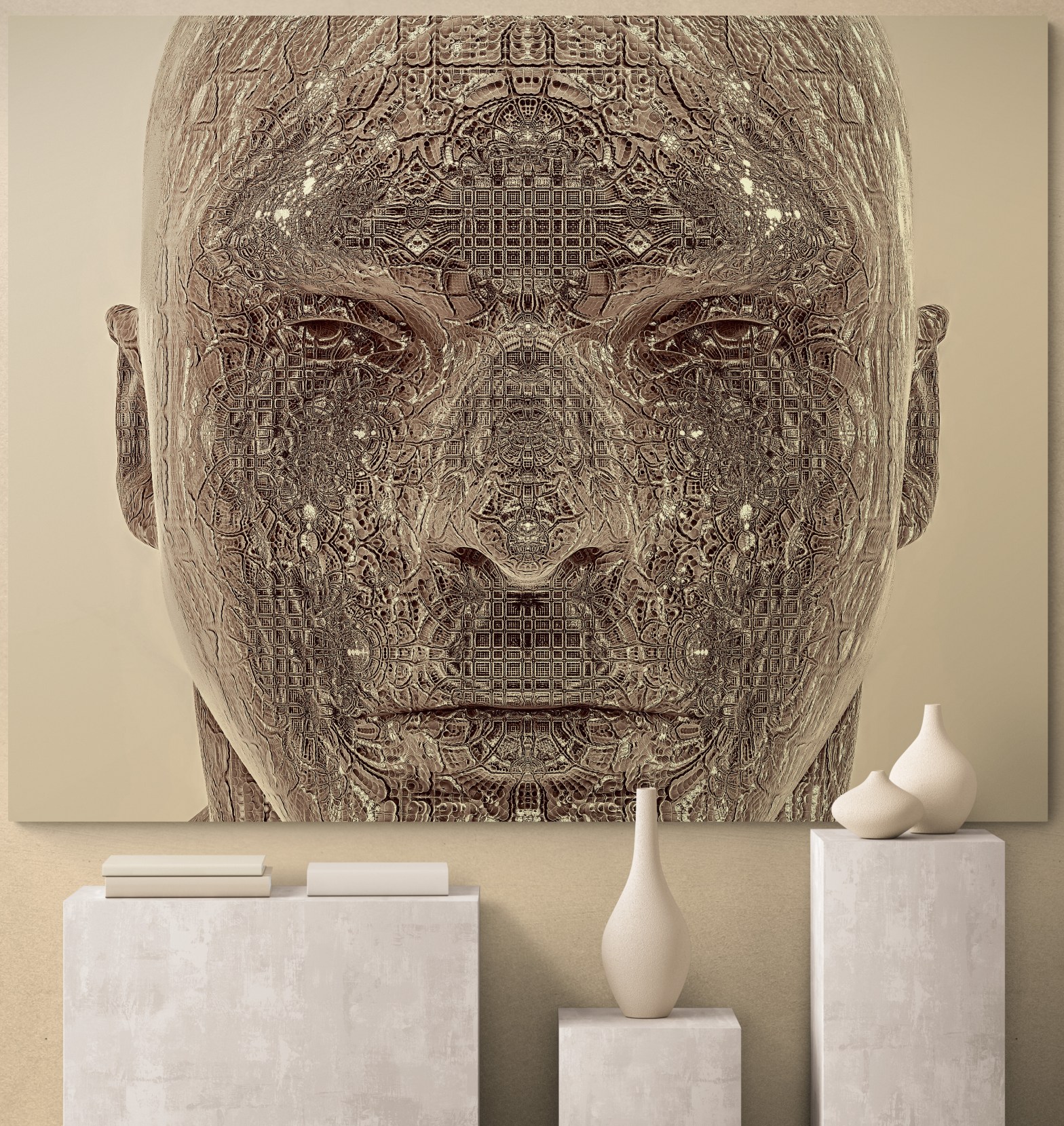 Algorithmic fractal art resembling a human face
