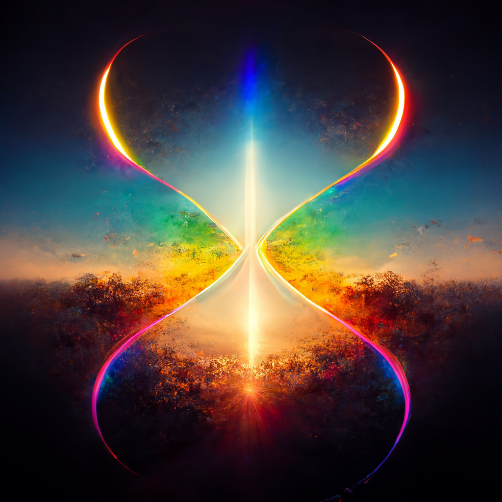 A vertical infinity heart sign resembling an hourglass