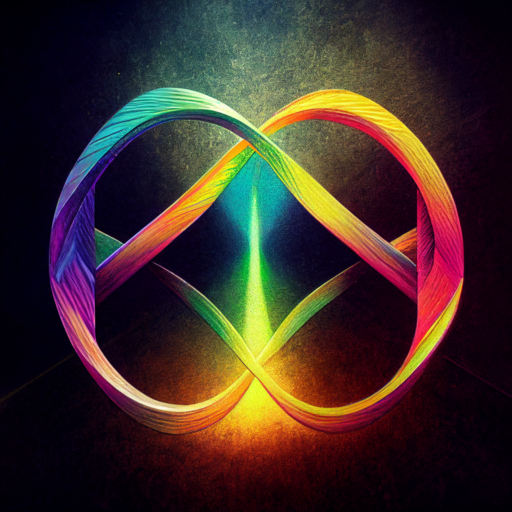 Infinity hearts woven together in 3D