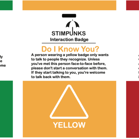 Green, yellow, and red interaction badges