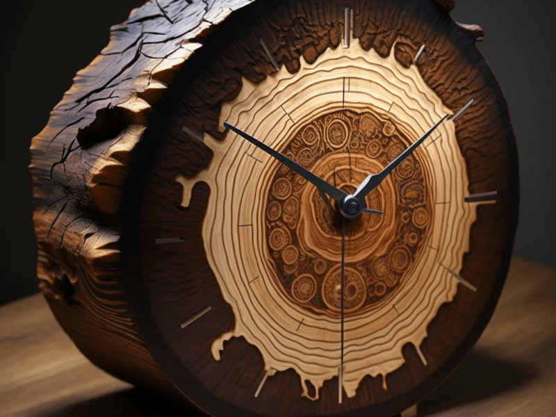 Cross section of a log turned into a clock