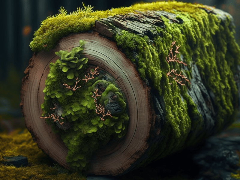 log covered in moss and lichen