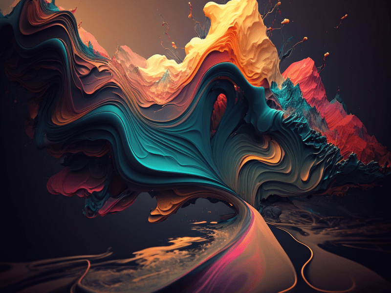 Flowing rainbow colored river