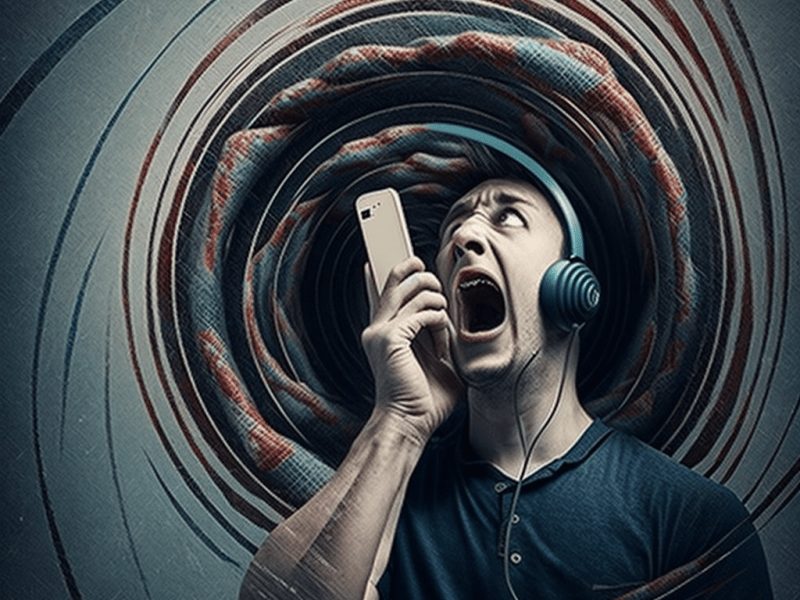 Stressed out person talking on the phone