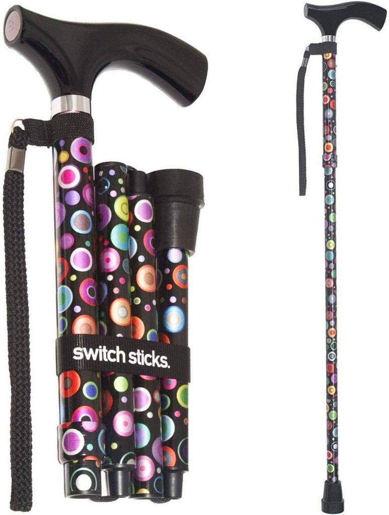 Folding cane with colorful bubbles print