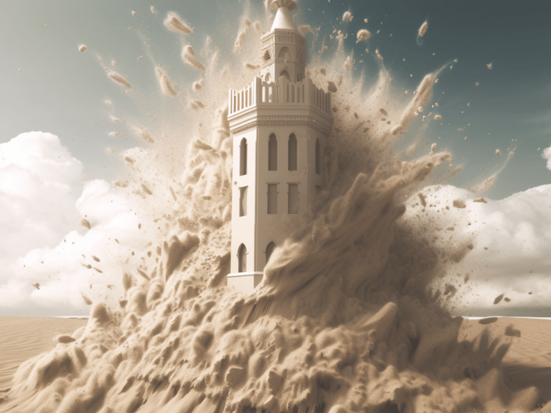 ivory tower collapsing into sand