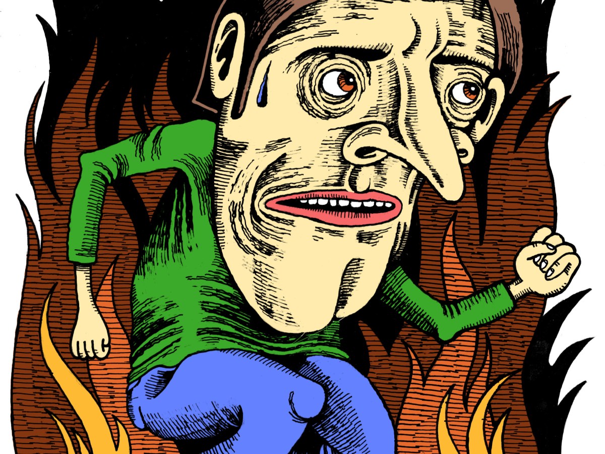 Illustration of a person standing in flames