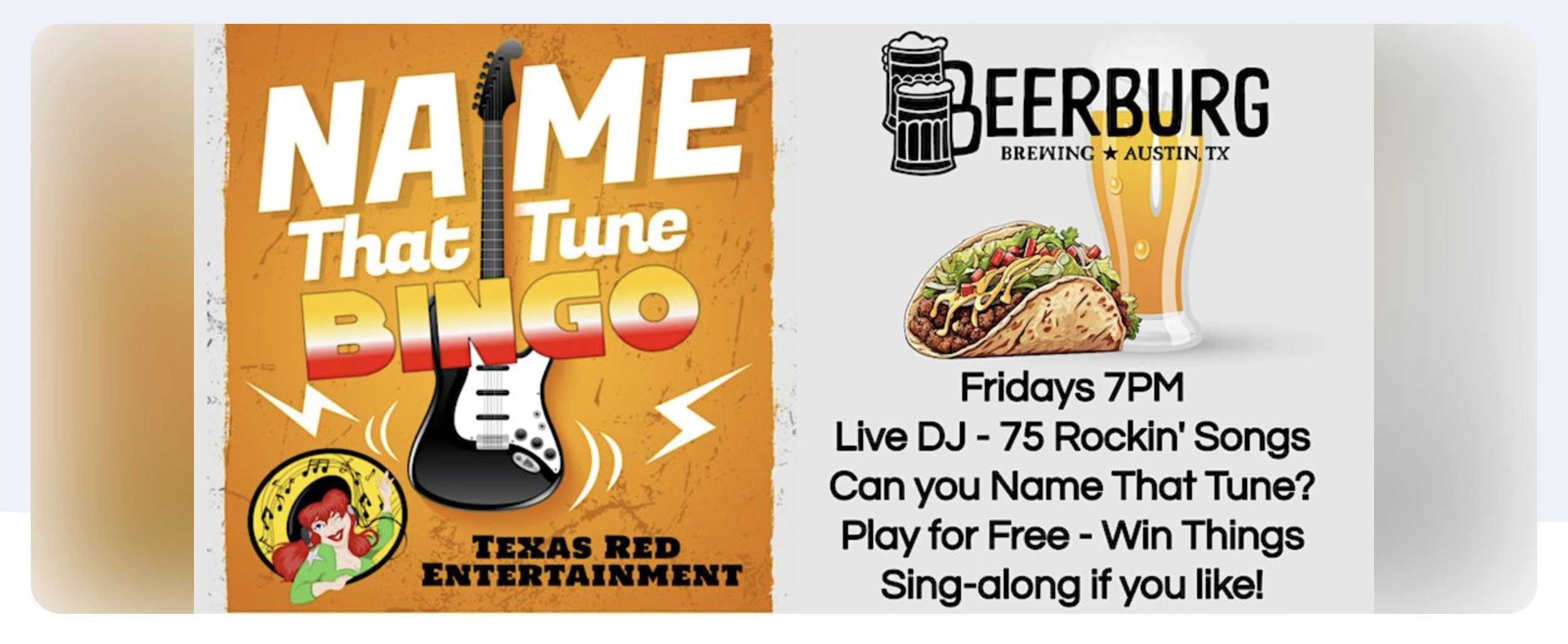 Event on Friday 01/19/2024 ~ Name That Tune: Music Bingo!