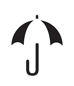 Black and white umbrella with U shaped handle