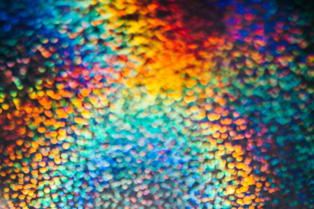 close up of a multicoloured object