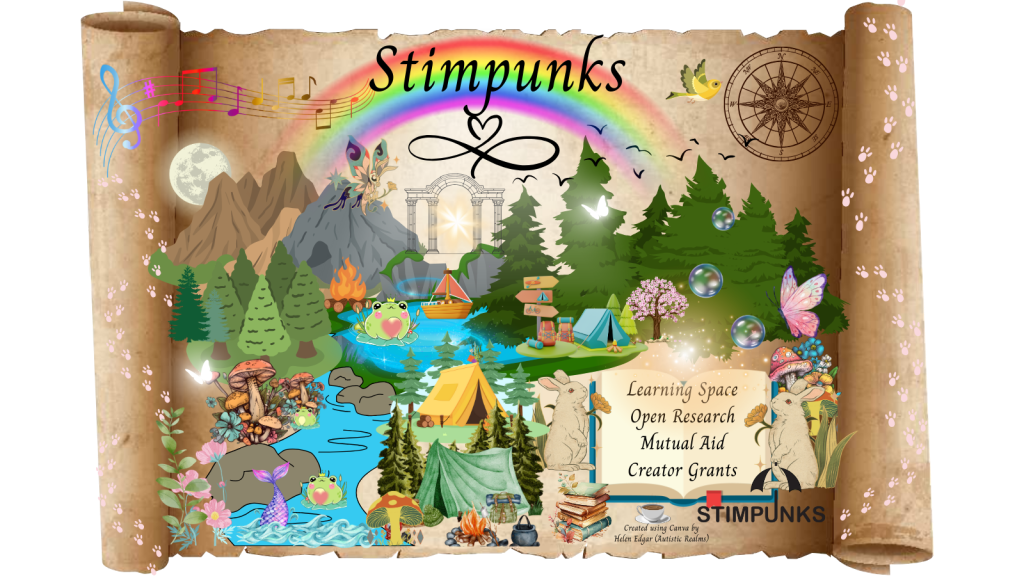 A river flows through a woodland scene full of frogs, rabbits, mushrooms, camping tents, fish, and more.