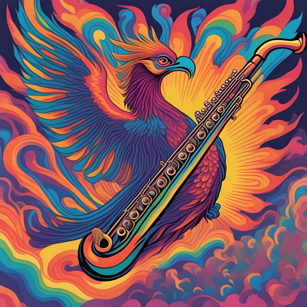 Phoenix with a bassoon like instrument
