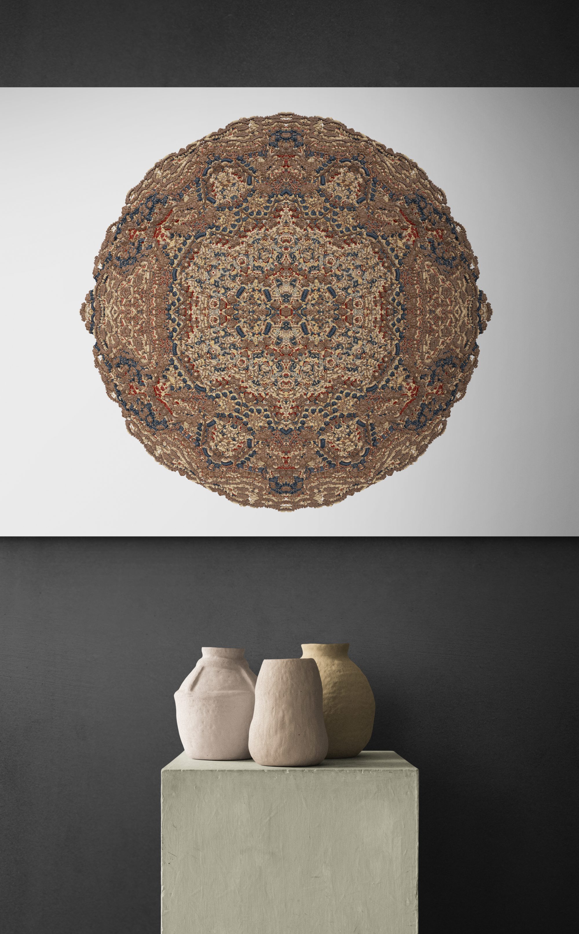 Fractal art resembling an Aztec disc