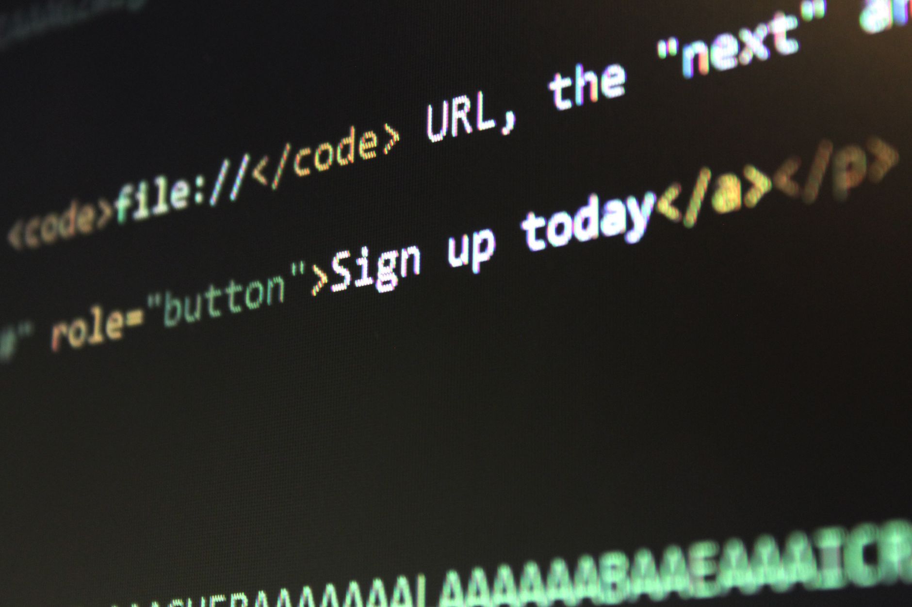 source code with the string "Sign up today"
